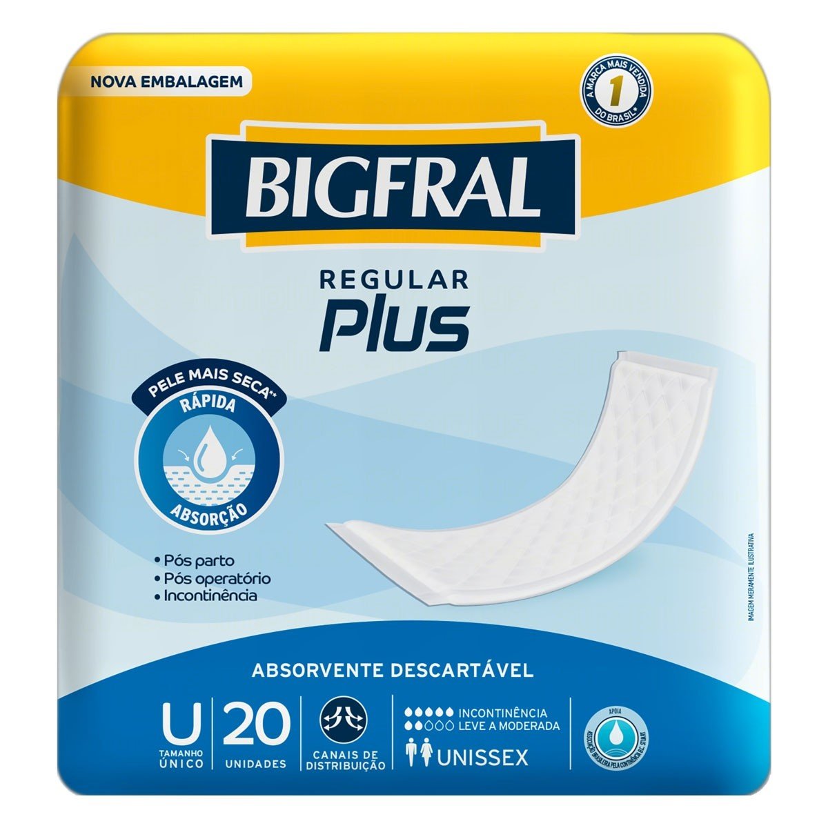 Absorvente Geriátrico Bigfral Regular Plus Tamanho Único 20 Unidades