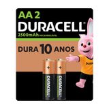 Pilha Recarregável Duracell Aa 2500mah 2 Unidades