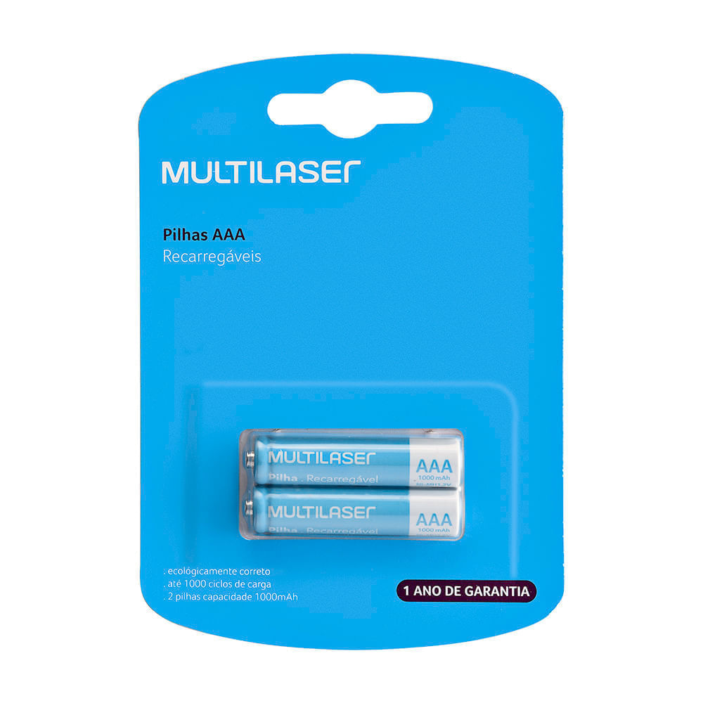 Pilha Recarregável Aaa 1000mah 2un Multilaser