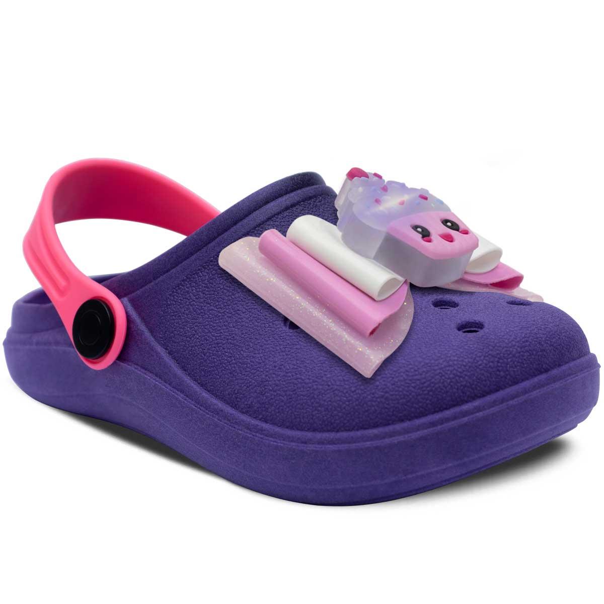 Babuche Infantil Cupcake 19ao36 Sandalia Menina Leve 12.103 Cor:roxo,tamanho:31/32