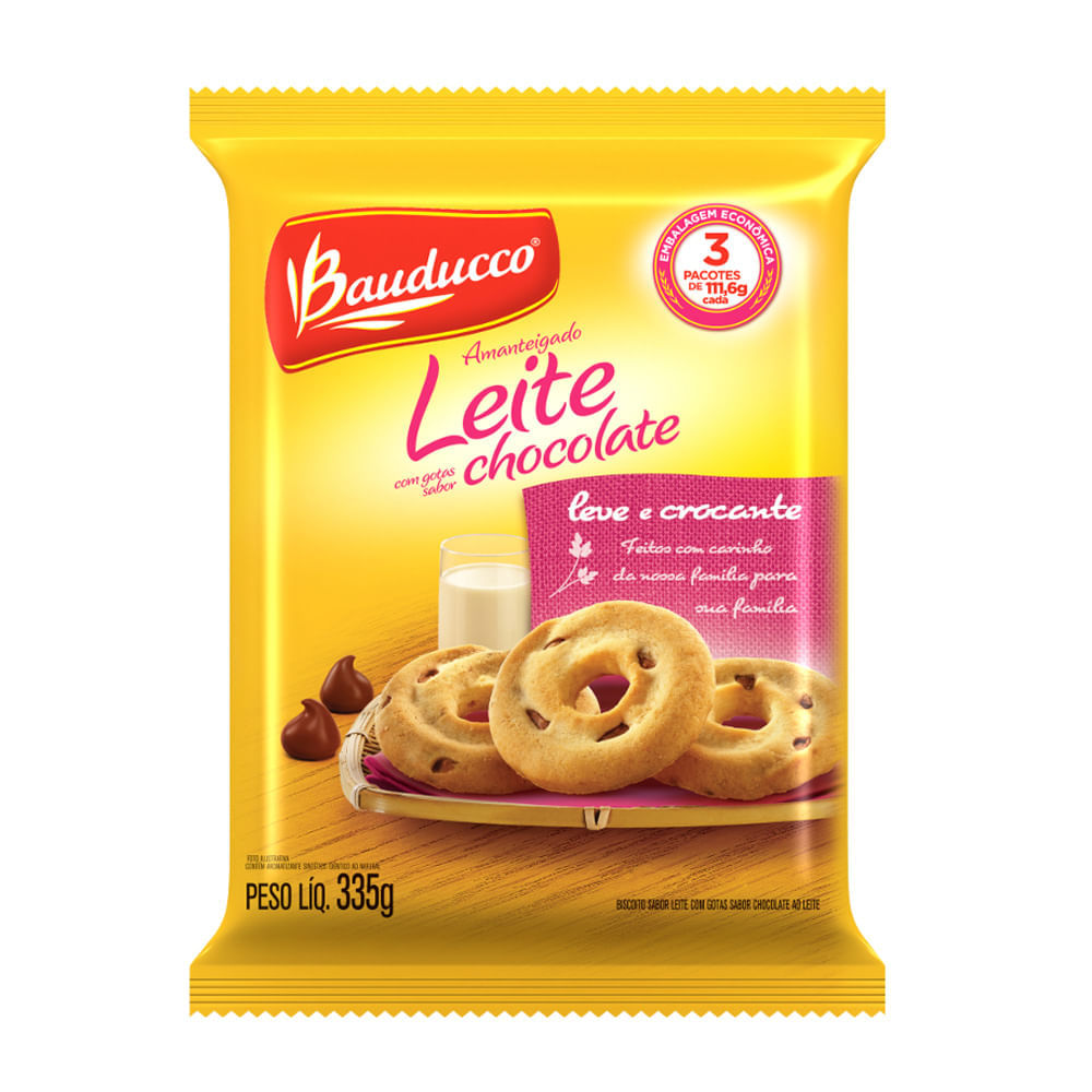 Biscoito Bauducco Amanteigado Leite Gotas Chocolate 335g