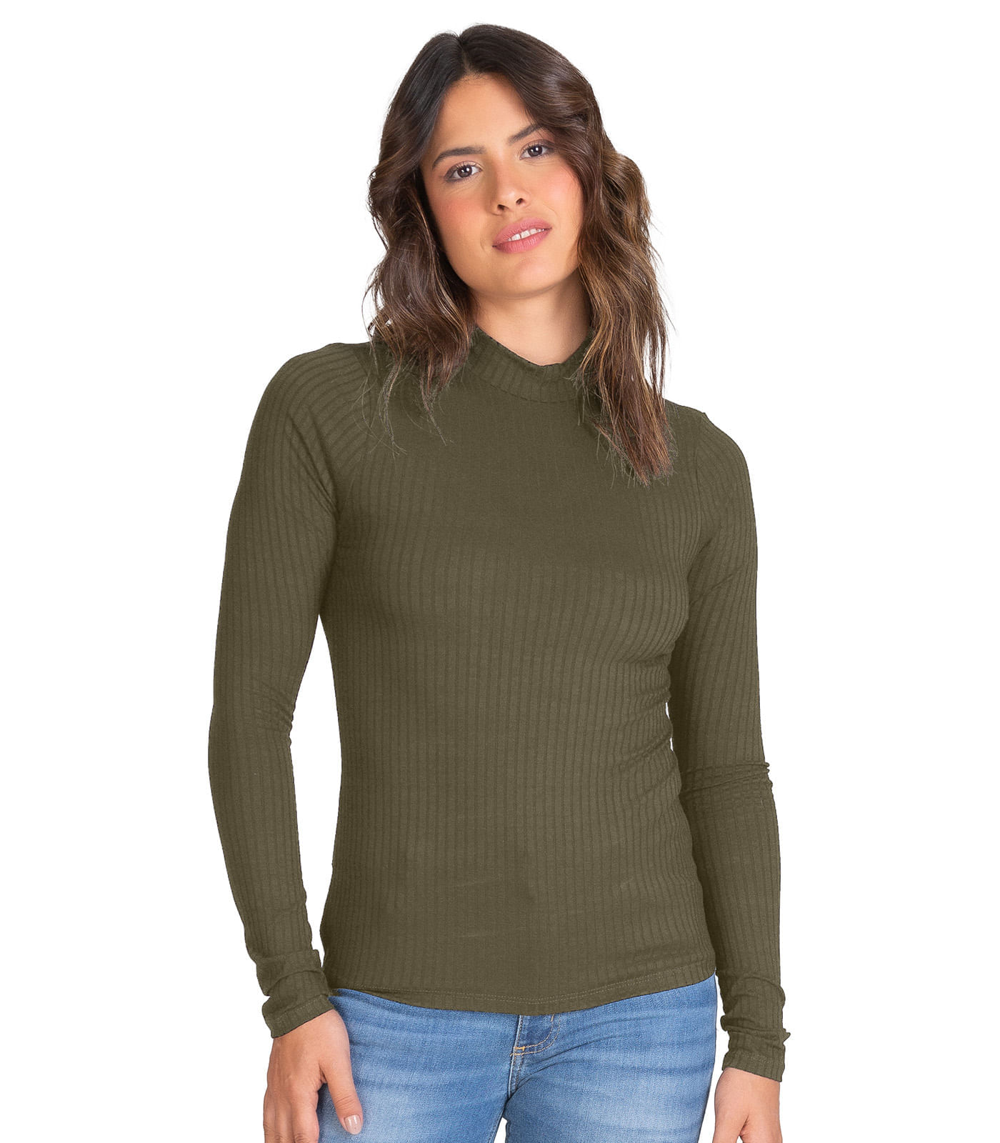 Blusa Manga Longa Feminina Canelada Select Verde M