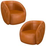 Kit 2 Poltronas Decorativa Para Sala 90cm Tressê Zion M22 Sintético Caramelo - Mpozenato