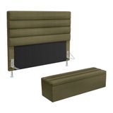 Cabeceira Atlas E Calçadeira Baú Ursa 195 Para Cama King N-029 Veludo Capuccino Aradecor