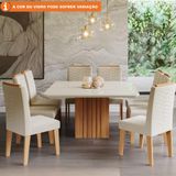 Conjunto Sala De Jantar Ana 130x80 Tampo Em Mdf/vidro 8 Cadeiras Clarice Cimol Nature Off White Nude