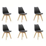 Kit 6 Cadeiras Saarinen Wood Com Estofamento Várias Cores - Preto