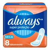 Absorvente Always Super Proteção Seca Sem Abas 8 Unidades