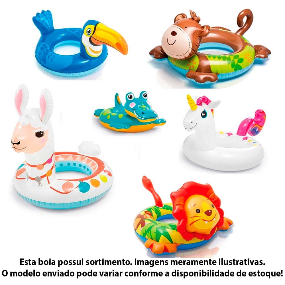 Boia Infantil Inflavel Boia Com Cabeca Zoo Grande Sortida Intex