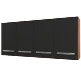 Armario Aereo 4 Portas 120cm 9160 Savana Preto Mobbs