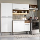 Armário De Cozinha Compacta 229cm Com Pia Rustic/branco Emilly Madesa 12