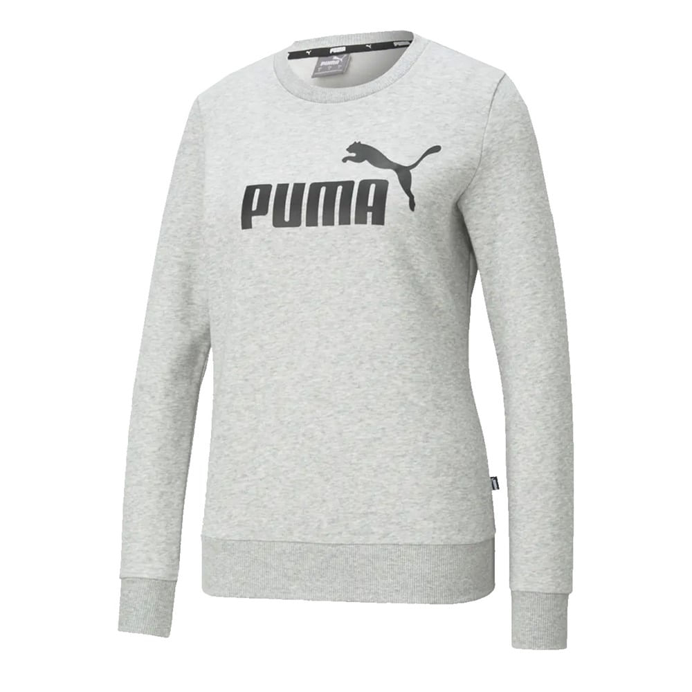 Moletom Careca Feminino Puma Essentials Logo Cinza