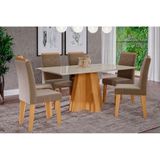 Sala De Jantar Completa Patricia C Tampo Madeirado 160cm 6 Cadeiras Tais C Moldura Nature Ow Joli Cimol