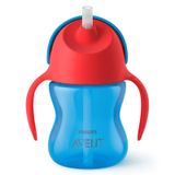 Copo Philips Com Canudo Curvado 200Ml Azul e Vermelho
