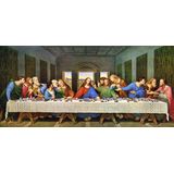 Quadro Santa Ceia Vintage Jesus Cristo 100x50cm Tela Canvas