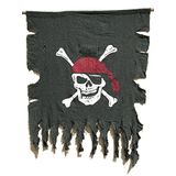 Langxun Tamanho Grande 3 Pés X 2,5 Pés Retro E Bandeira Pirata De Linho Intemperado Para Decorações De Halloween, Festa Pirata, Decoração De