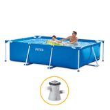 Piscina Estrutural Retangular 3.834 Litros Pvc Armação + Bomba Filtrante 110v Intex