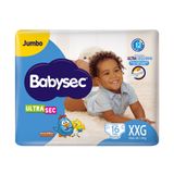 Fralda Babysec Ultrasec Tamanho Xxg Pacote Jumbo 16 Fraldas Descartáveis