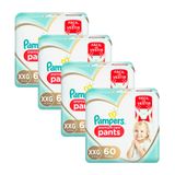 Kit 4 Fraldas Infantil Pampers Premium Care Pants Tamanho XG com 60 Unidades Cada