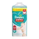 Fralda Pampers Pants Ajuste Total Tamanho M Pacote Econômico Com 112 Unidades Descartáveis