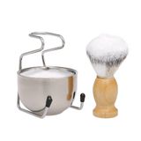 Pincel De Barbear Masculino Escova De Barbear + Tigela De Sabão + Suporte