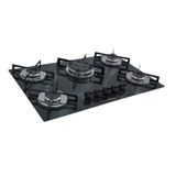 Cooktop 5 Bocas Tripla Chama Premium Chamalar - Marmorizado Preto