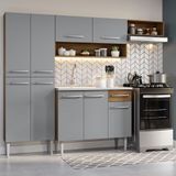 Armário De Cozinha Compacta 229cm Com Pia Rustic/cinza Emilly Madesa 12