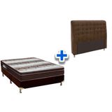 Cama Box Queen Crc Colchao Ortopedico Light Ortobom Cabeceira Dama Suede Marrom Chocolate