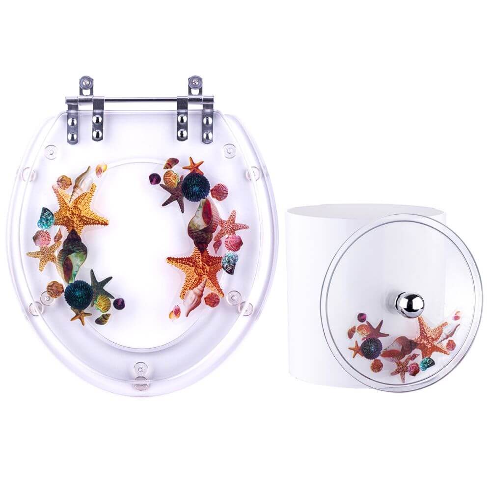 Tampa De Vaso E Lixeira Decorada Fundo Do Mar