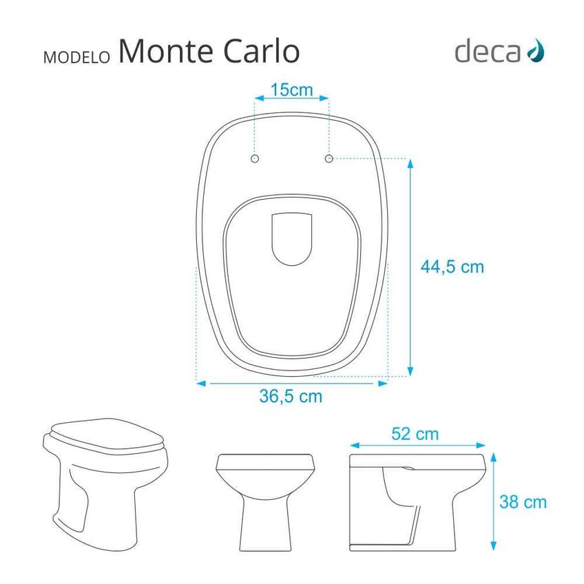 Assento Sanitário Fechamento Lento Monte Carlo Branco Para Louça Deca - imagem 3