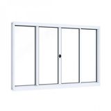 Janela de Aço de Correr 100x120cm 4 Folhas com Vidro Liso Riobras Branco