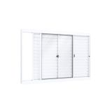 Janela Veneziana Alumínio de Correr Lateral 2 Folhas Móveis 1 Fixa Lucasa Ideale  100cmx150cm Branco