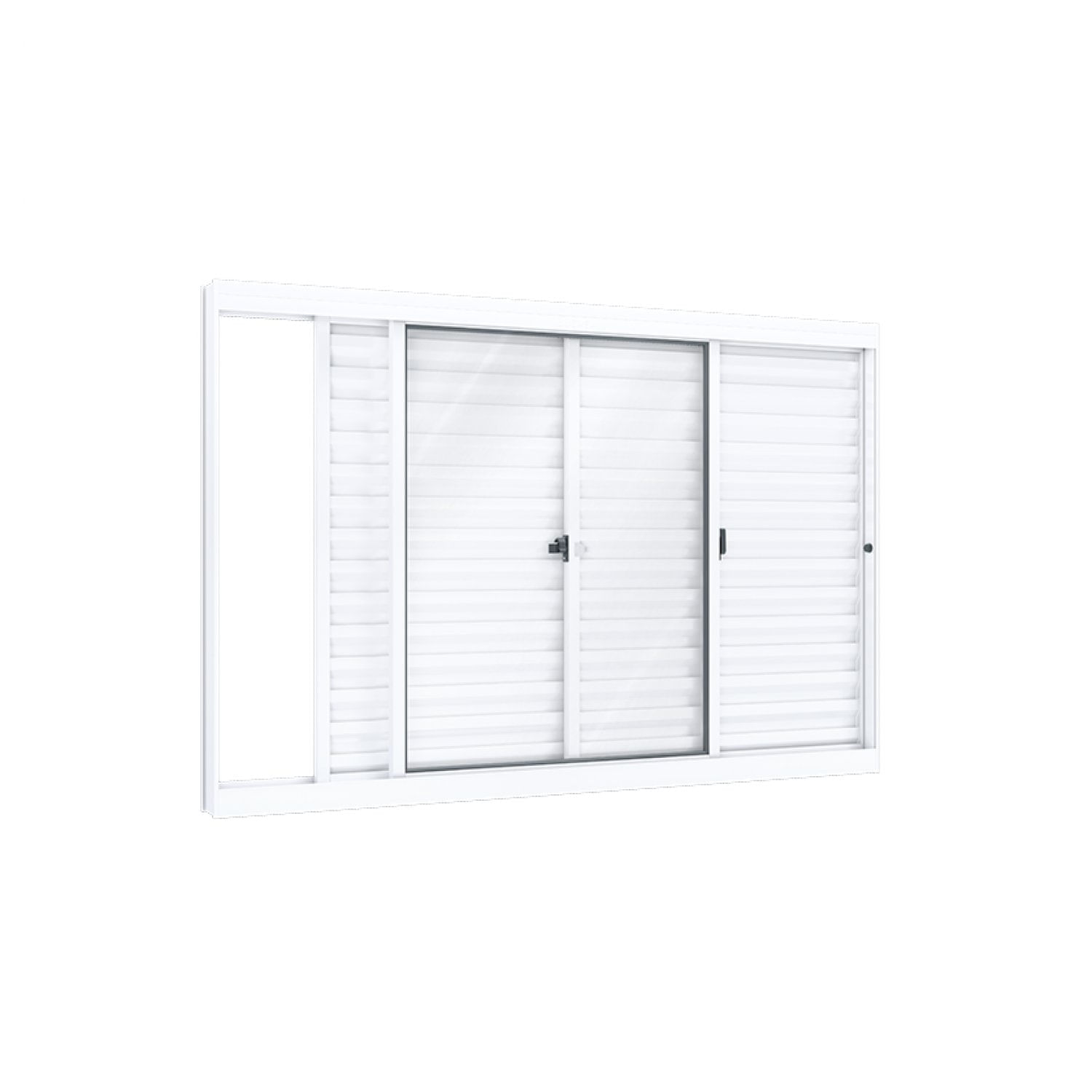 Janela Veneziana Alumínio de Correr Lateral 2 Folhas Móveis 1 Fixa Lucasa Ideale  100cmx150cm Branco