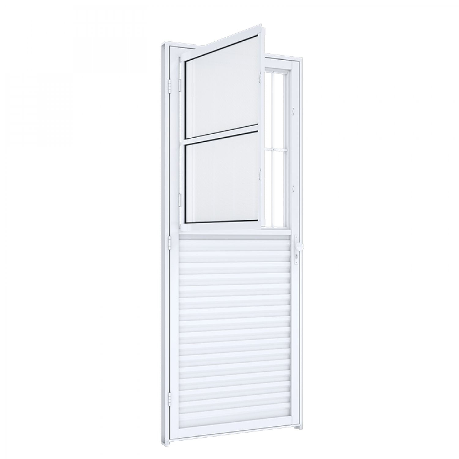 Porta de Giro Mista Natural com Postigo Grade Riobras Alumínio  215cm x 85cm Branco