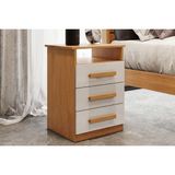 Mesa De Cabeceira Solteiro Malibu C/ 3 Gavetas Nature/off White - Bianchi