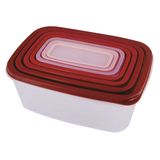 Conjunto de Potes 7 Peças em Plástico Vermelho Carrefour Home HO247841