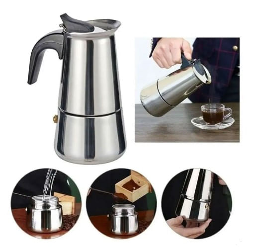 Cafeteira Italiana Moka - 200ml Em Aço Inox Para 4 Xícaras