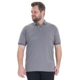 Camisa Polo Masculina Plus Size Mmt Cinza Plus G1
