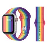 Pulseira Silicone Multicolor Arco-Íris Compatível Apple Watch 44mm