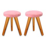 Kit 2 Banqueta Puff Jb Redondo Luxo Sala Pés Madeira Maciça
