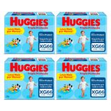 Kit 4 Fralda Huggies Tripla Proteção Tamanho Xg Pacote Hiper 66 Fraldas Descartáveis Cada