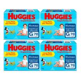 Kit 4 Fralda Huggies Tripla Proteção Tamanho G Pacote Hiper 78 Fraldas Descartáveis