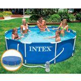 Piscina Intex 4.485 Litros Estrutural Azul Capa Bomba Filtrante 110v