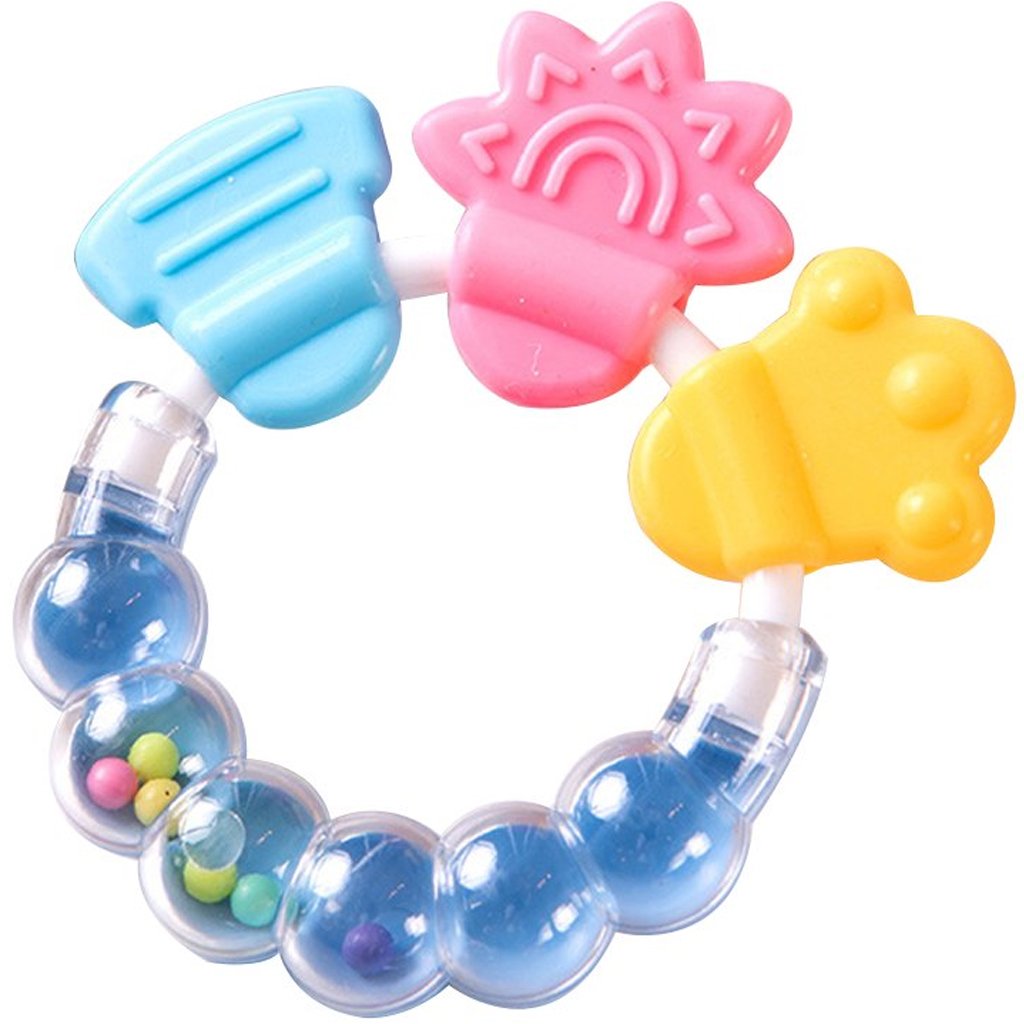 Mordedor Redondo De Silicone Com Chocalho Azul