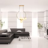 Pendente 62x38x67cm 50w 5xg9 Mm002g Nero Bella Iluminação Dourado/branco