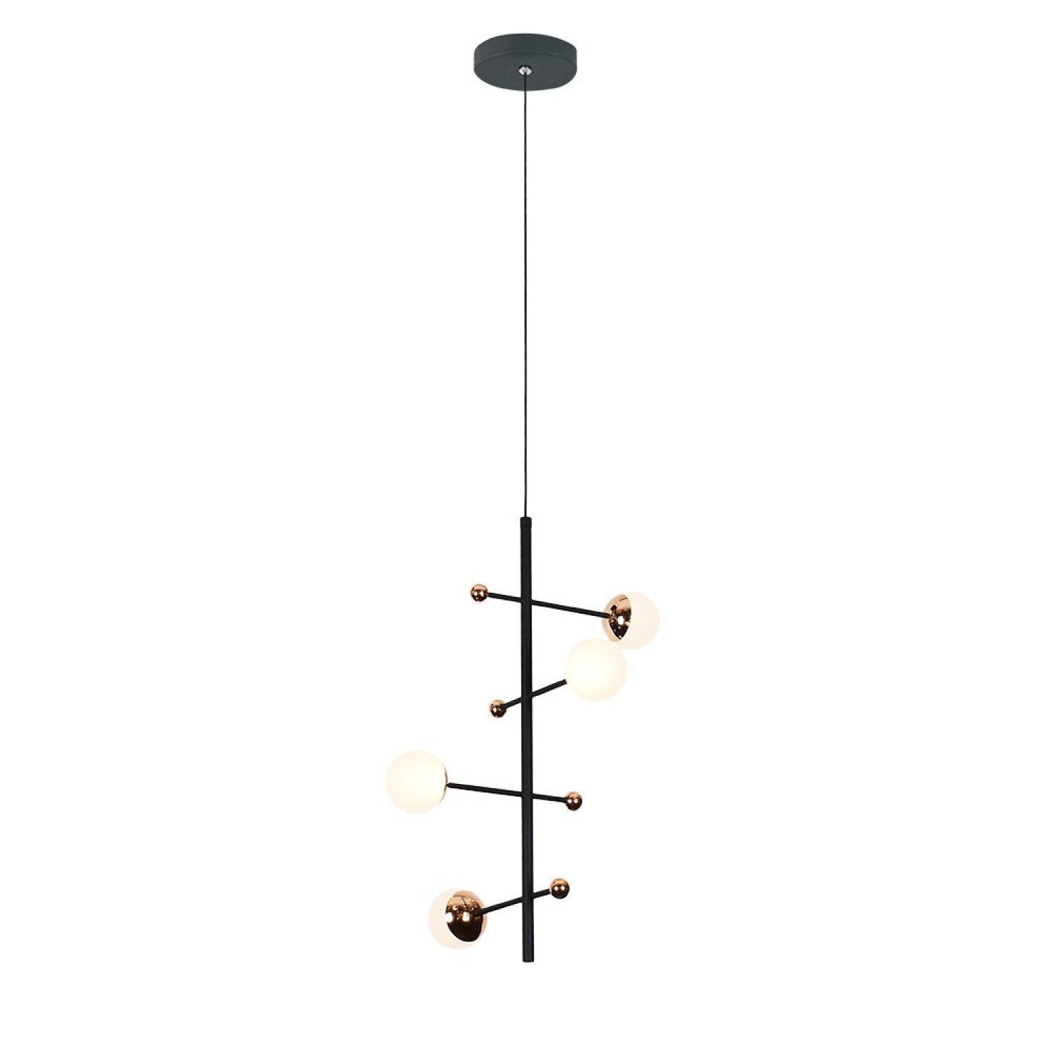 Pendente Bivolt Fuxico Bella Iluminação Dourado/preto/branco