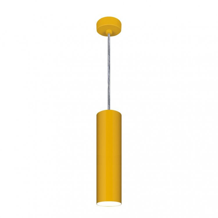 Pendente Viena Tubo 30 cm Conti Iluminação Amarelo