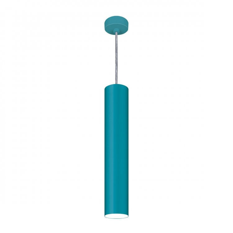 Pendente Viena Tubo 45 cm Conti Iluminação Verde Tiffany