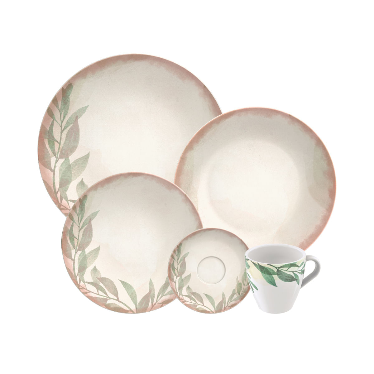 Aparelho De Jantar Tramontina Natur Em Porcelana Decorada 20 Peças Tramontina