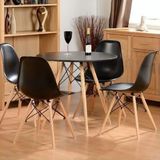 Conjunto Mesa De Jantar Eiffel 80cm Preta Com 4 Cadeiras Charles Eames Eiffel Wood Preta