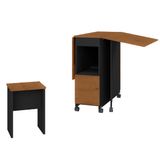 Conjunto Mesa De Cozinha Dobrável Com Rodinhas Paris 4 Bancos Tampo 1,20m Nature / Preto Zanzini